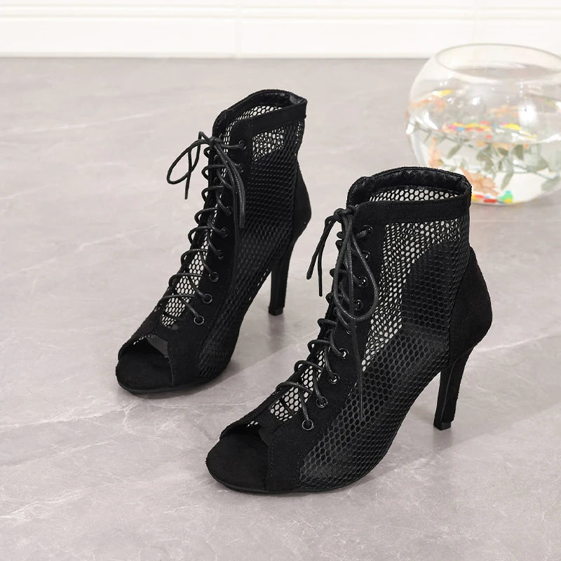 High-Heel Mesh Dance Pumps
