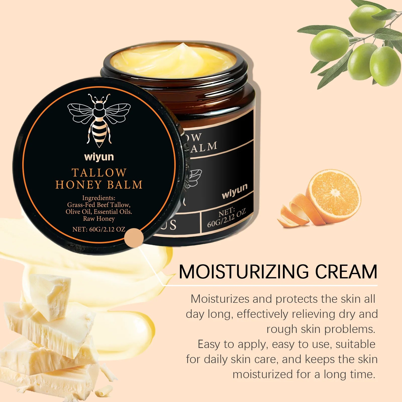 Tallow Honey Glow Cream – Deep Hydration & Firming Care.