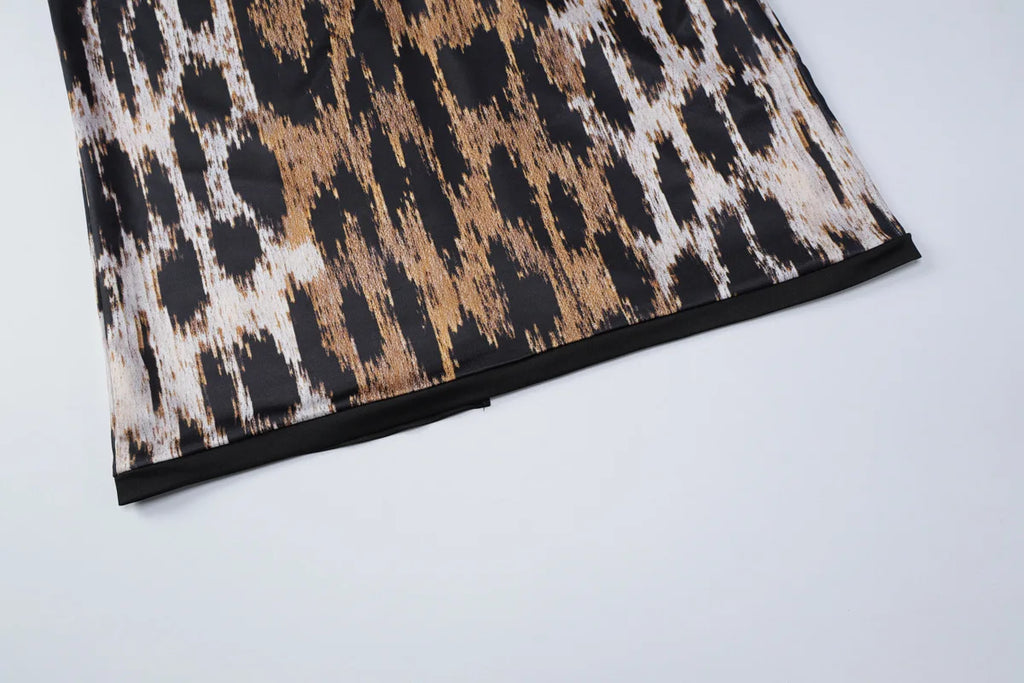Leopard Halter Bodycon Midi Dress
