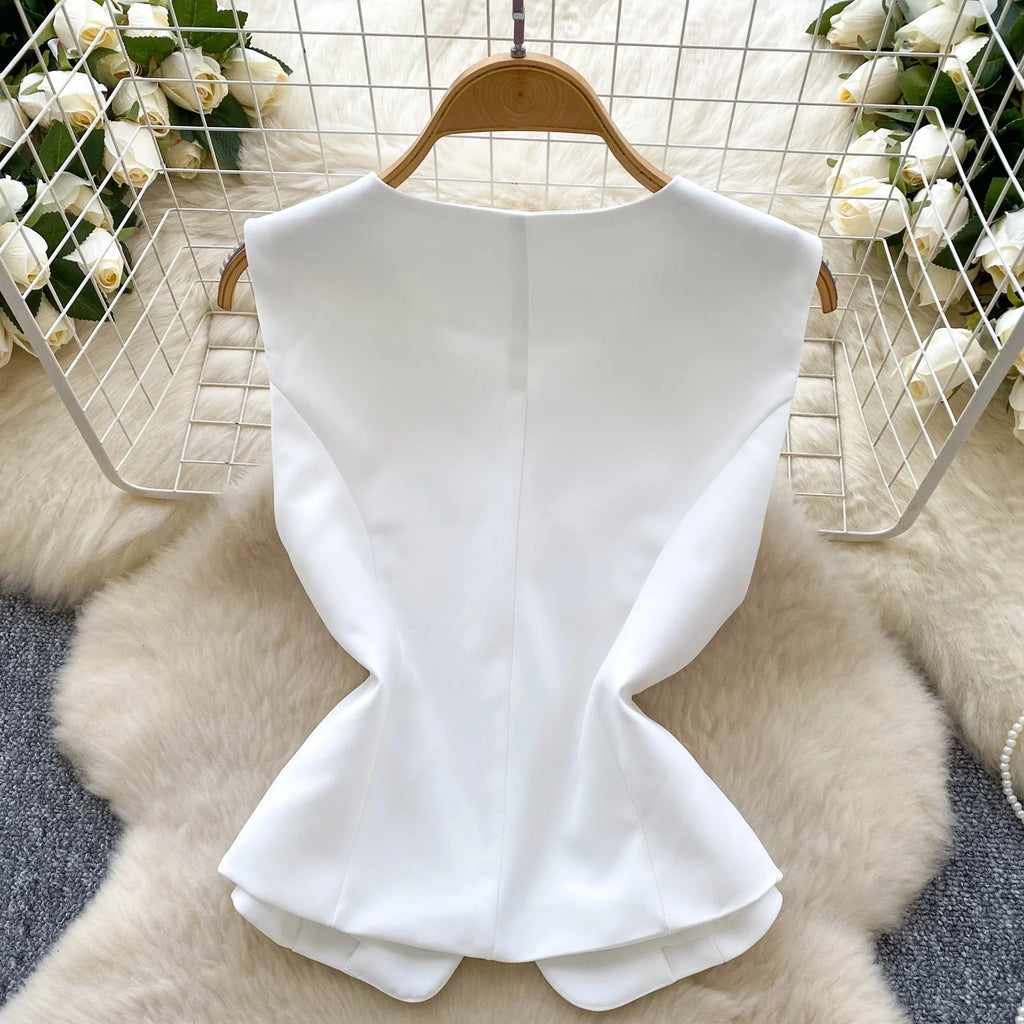 Chic Sleeveless Top & Pleated Mini Skirt Set