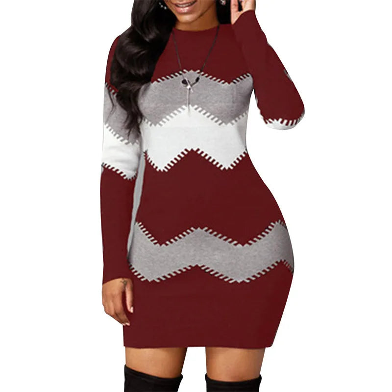 Elegant Rib-Knit Mini Dress | Cozy Turtleneck & Long Sleeves