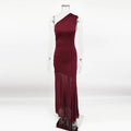Sheer Off-Shoulder Backless Maxi Dress