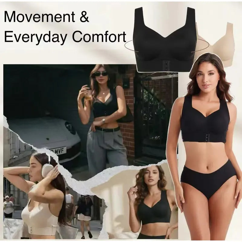 Wireless Cross-Back Support Bra – Front Closure