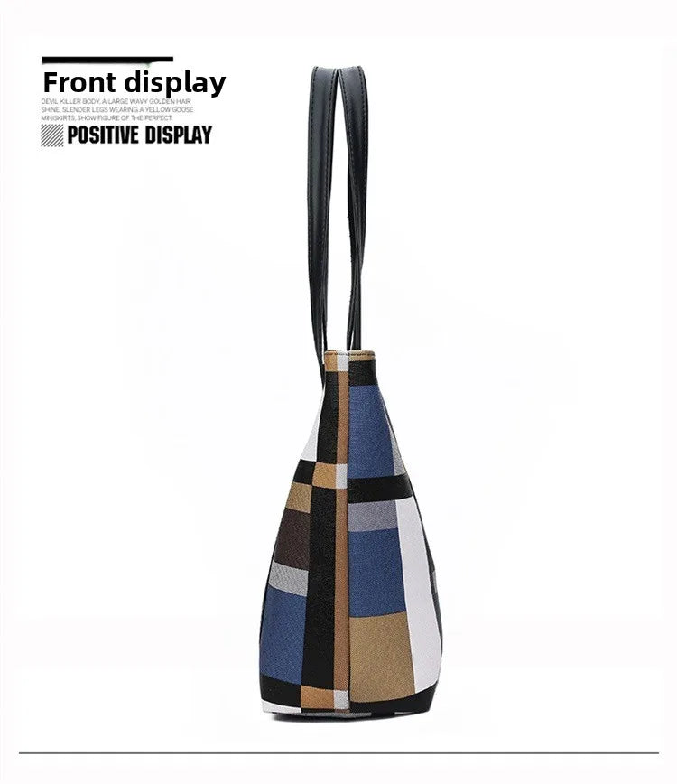 Trendy Plaid Large-Capacity Tote Bag