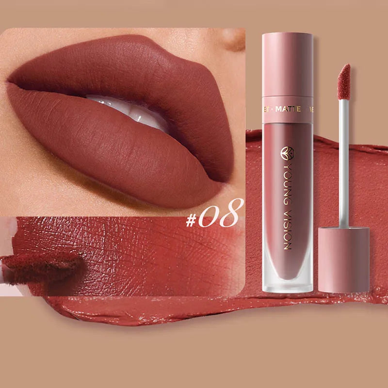 DUNUF Matte Velvet Lip Gloss – Waterproof Plumping Lipstick, 8 Shades