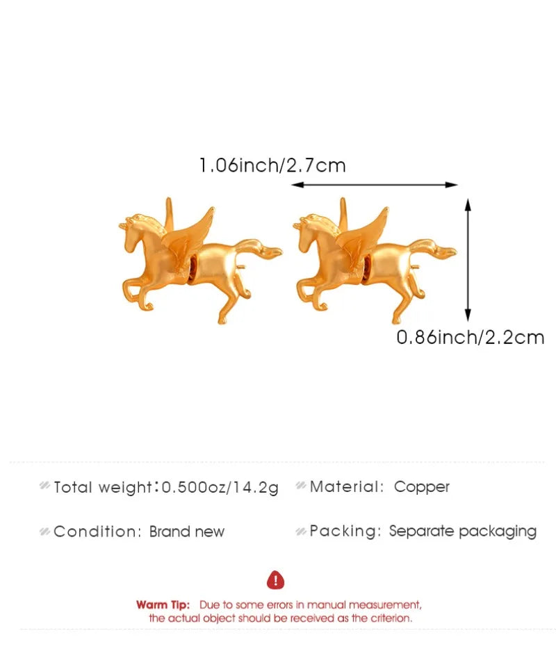 A Pair of Personalized Male Zodiac Pegasus Earrings, Trendy Women's Cute Pegasus Ear Studs, Fashionable Punk Jewelry Gifts