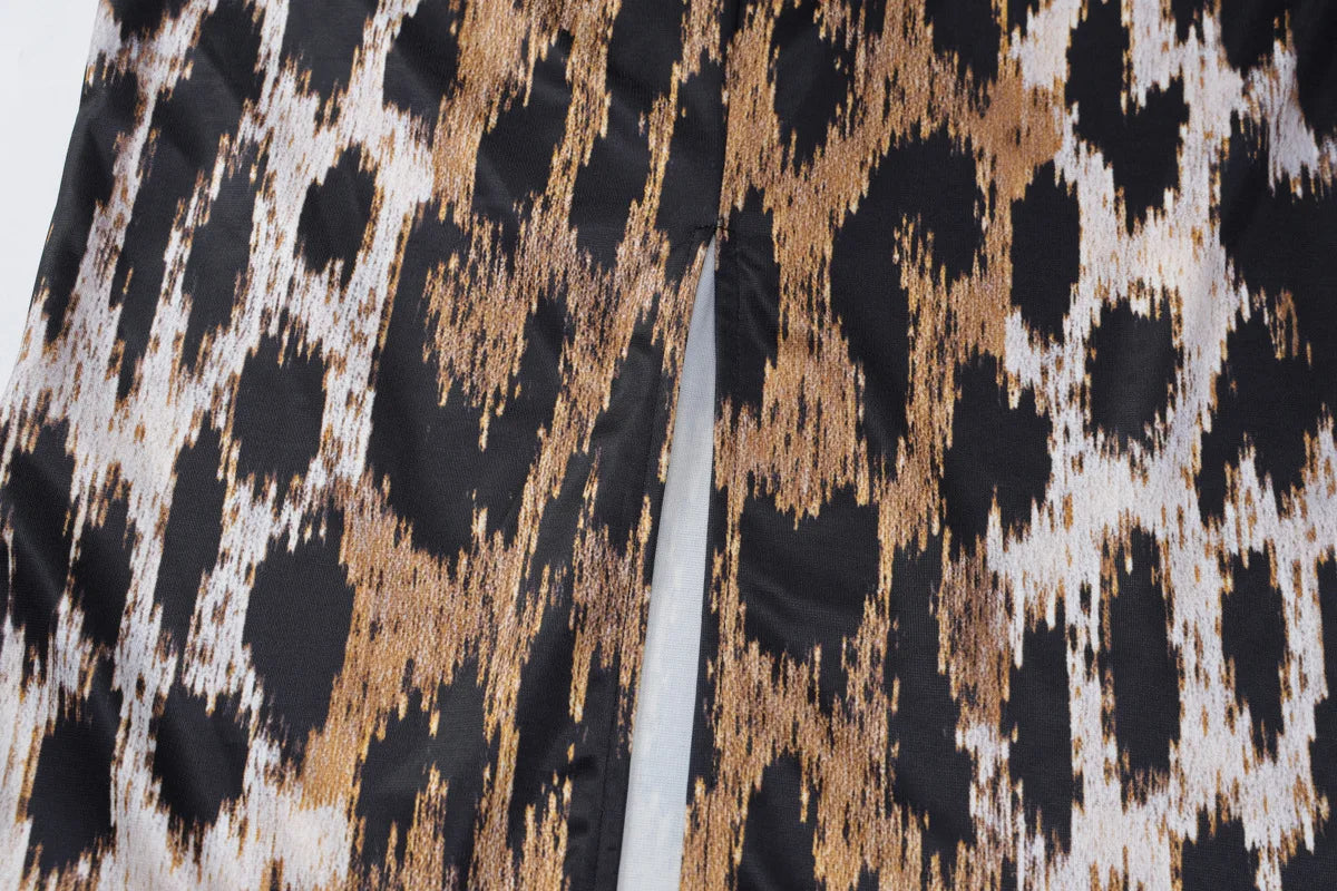 Leopard Halter Bodycon Midi Dress