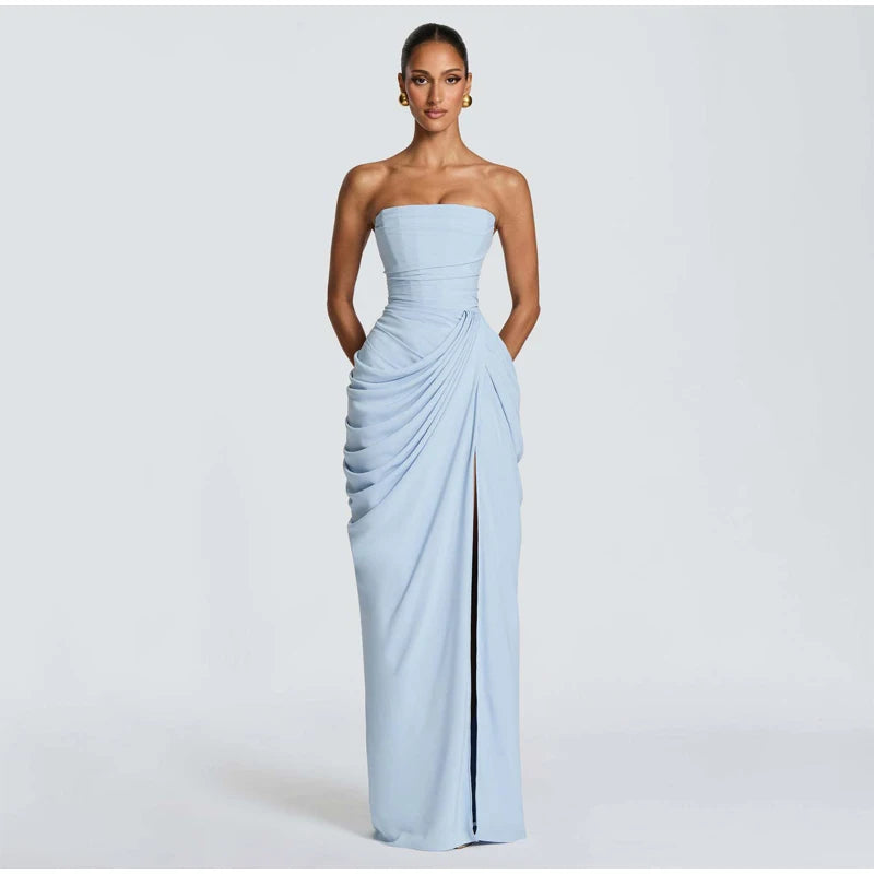Elegant cinching Split Maxi Dresses Summer Party Gowns 2026