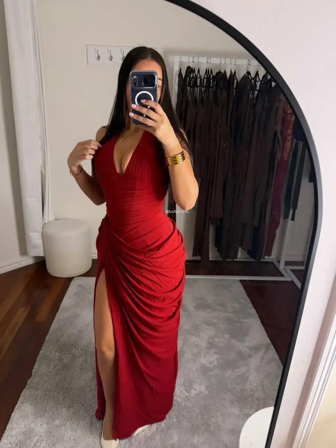 Elegant cinching Split Maxi Dresses Summer Party Gowns 2026