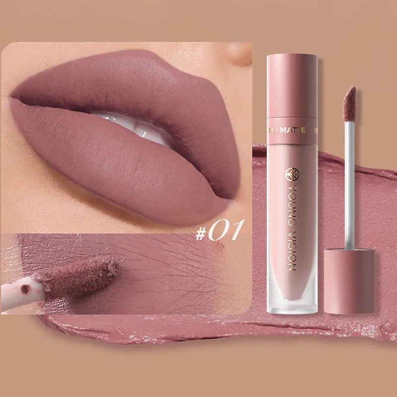 DUNUF Matte Velvet Lip Gloss – Waterproof Plumping Lipstick, 8 Shades