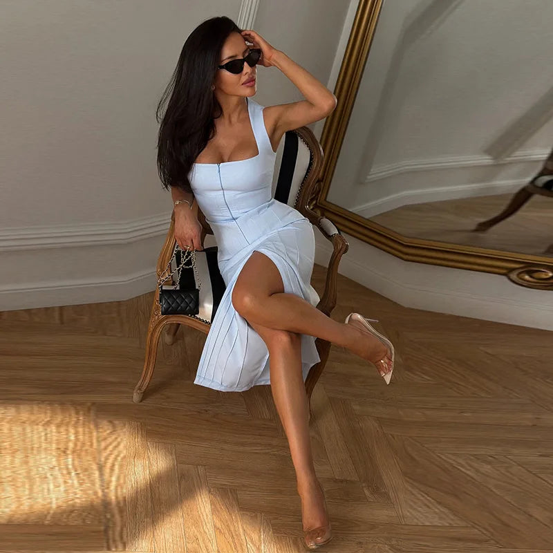 Elegant Single-breasted Blazers Dress 2026 Summer New Slim Waist-cinching Short Sleeve Lapel Long Robes Women's Solid Streetwear