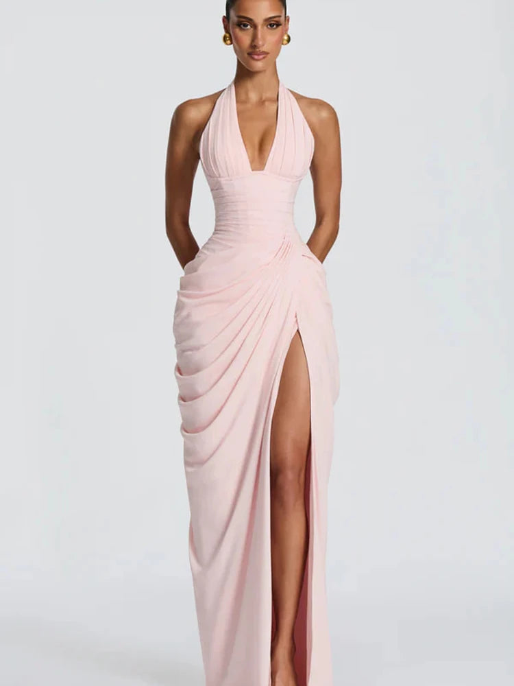Elegant cinching Split Maxi Dresses Summer Party Gowns 2026