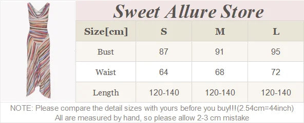 Women Rainbow Diagonal Stripe Maxi Dress One Shoulder Strap Slim Bodycon High Slit Knit Vestido Summer Beach Vacation Outfit