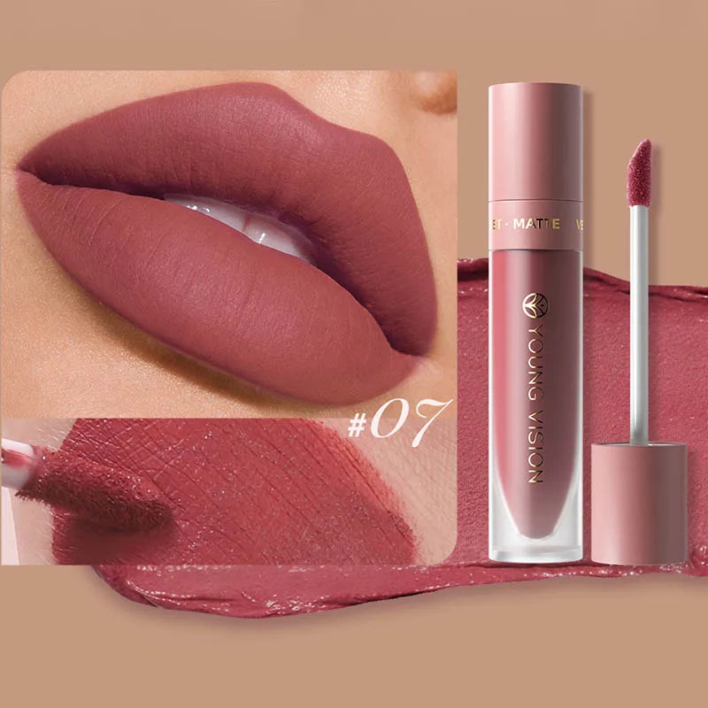DUNUF Matte Velvet Lip Gloss – Waterproof Plumping Lipstick, 8 Shades