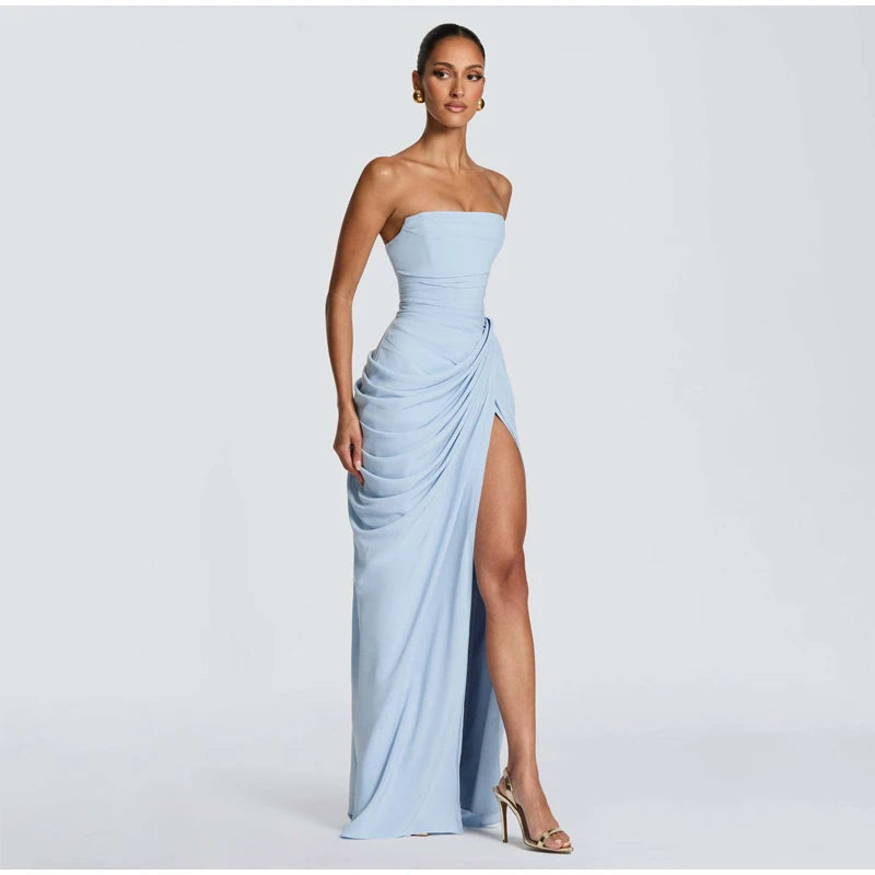 Elegant cinching Split Maxi Dresses Summer Party Gowns 2026