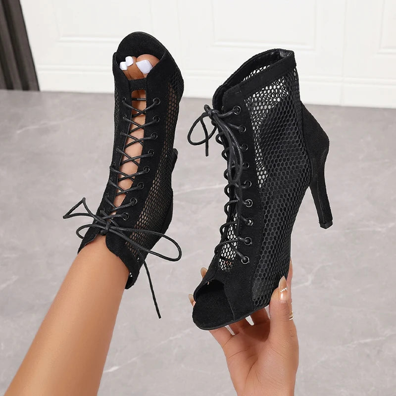 High-Heel Mesh Dance Pumps