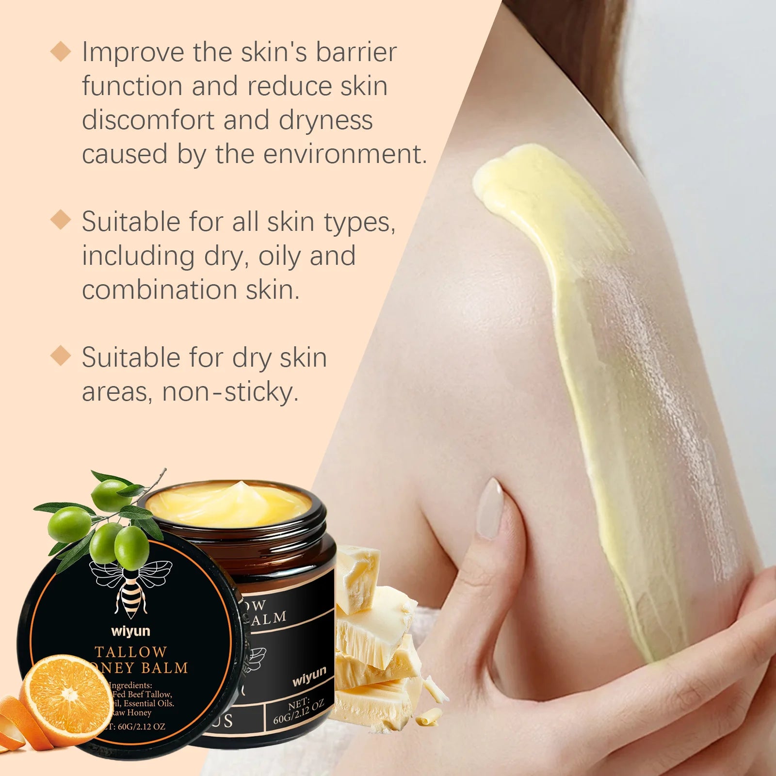 Tallow Honey Glow Cream – Deep Hydration & Firming Care.