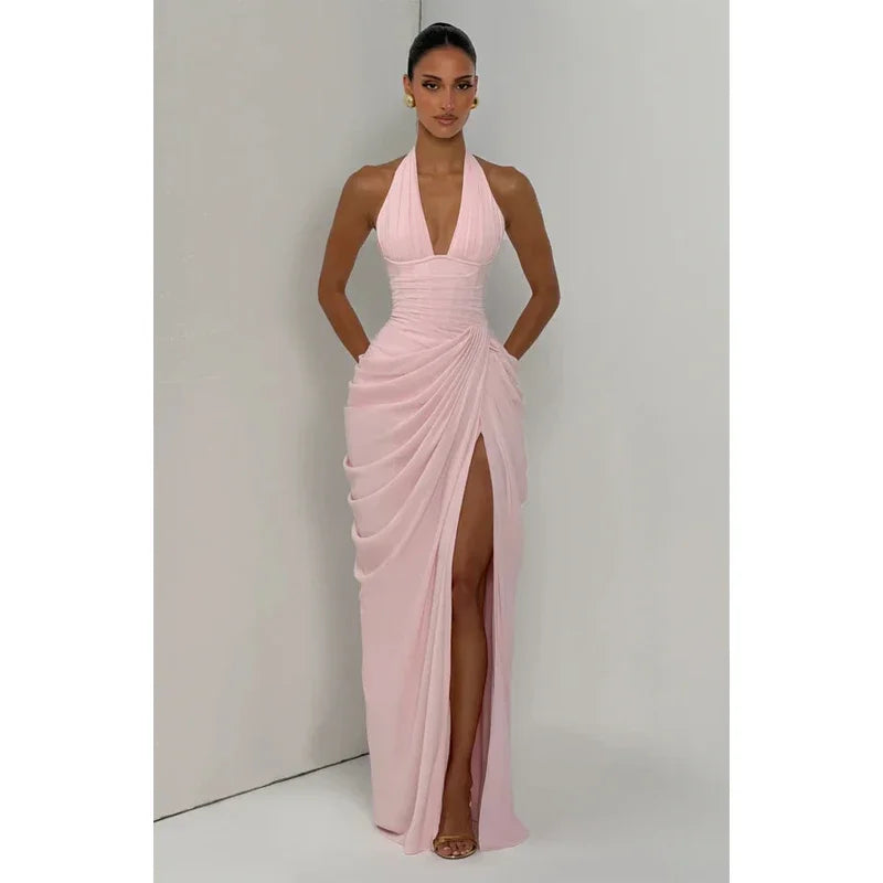 Elegant cinching Split Maxi Dresses Summer Party Gowns 2026