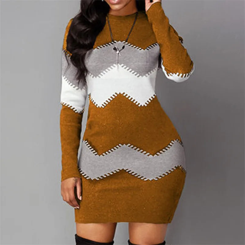 Elegant Rib-Knit Mini Dress | Cozy Turtleneck & Long Sleeves