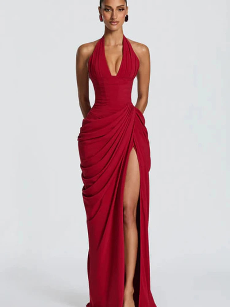 Elegant cinching Split Maxi Dresses Summer Party Gowns 2026