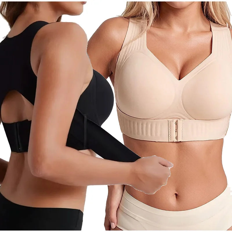 Wireless Cross-Back Support Bra – Front Closure