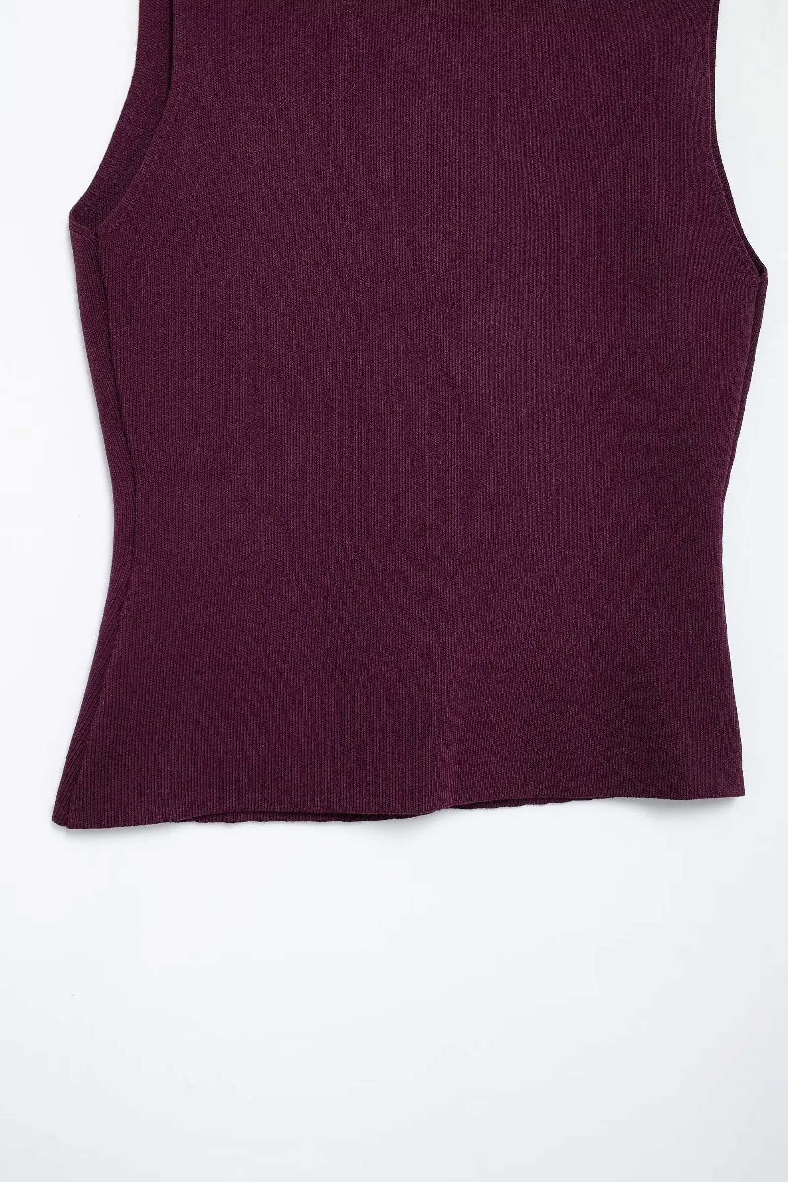 HH 2025 Women Skirt Set Wine Red Knitted V-Neck Sleeveless Slim Vest +Solid High Waist Zipper Patchwork Long Skirt Street