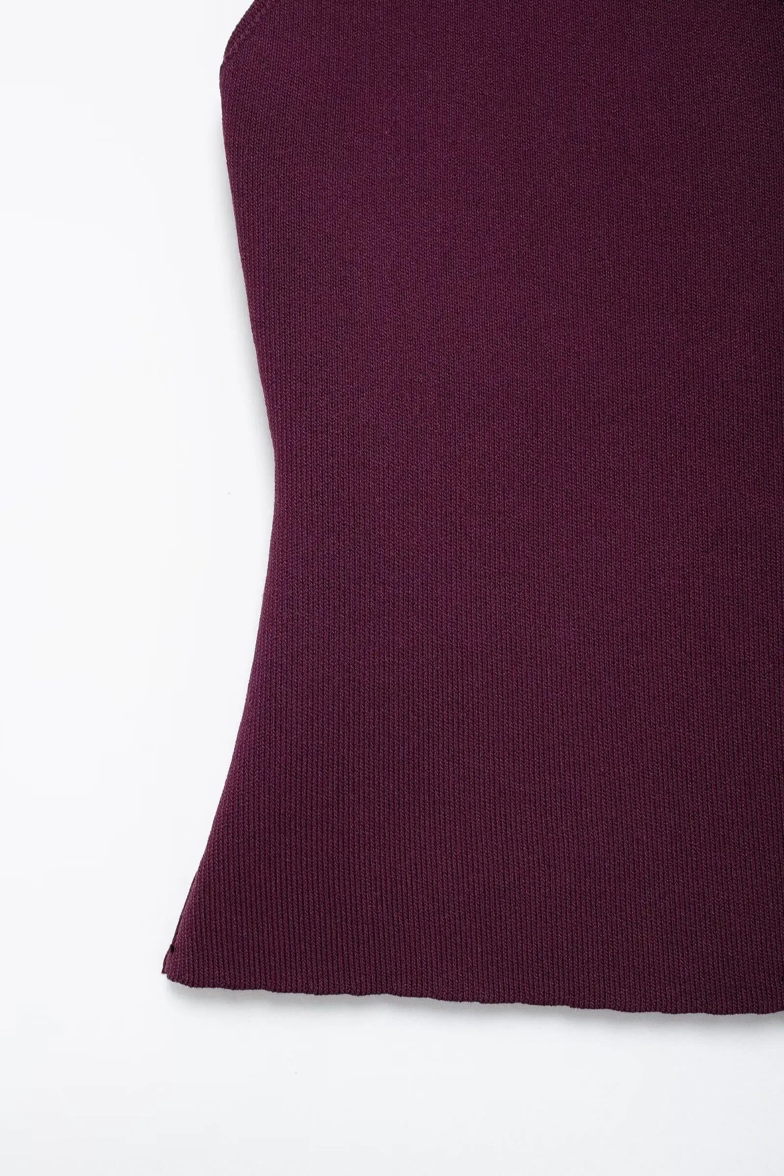 HH 2025 Women Skirt Set Wine Red Knitted V-Neck Sleeveless Slim Vest +Solid High Waist Zipper Patchwork Long Skirt Street