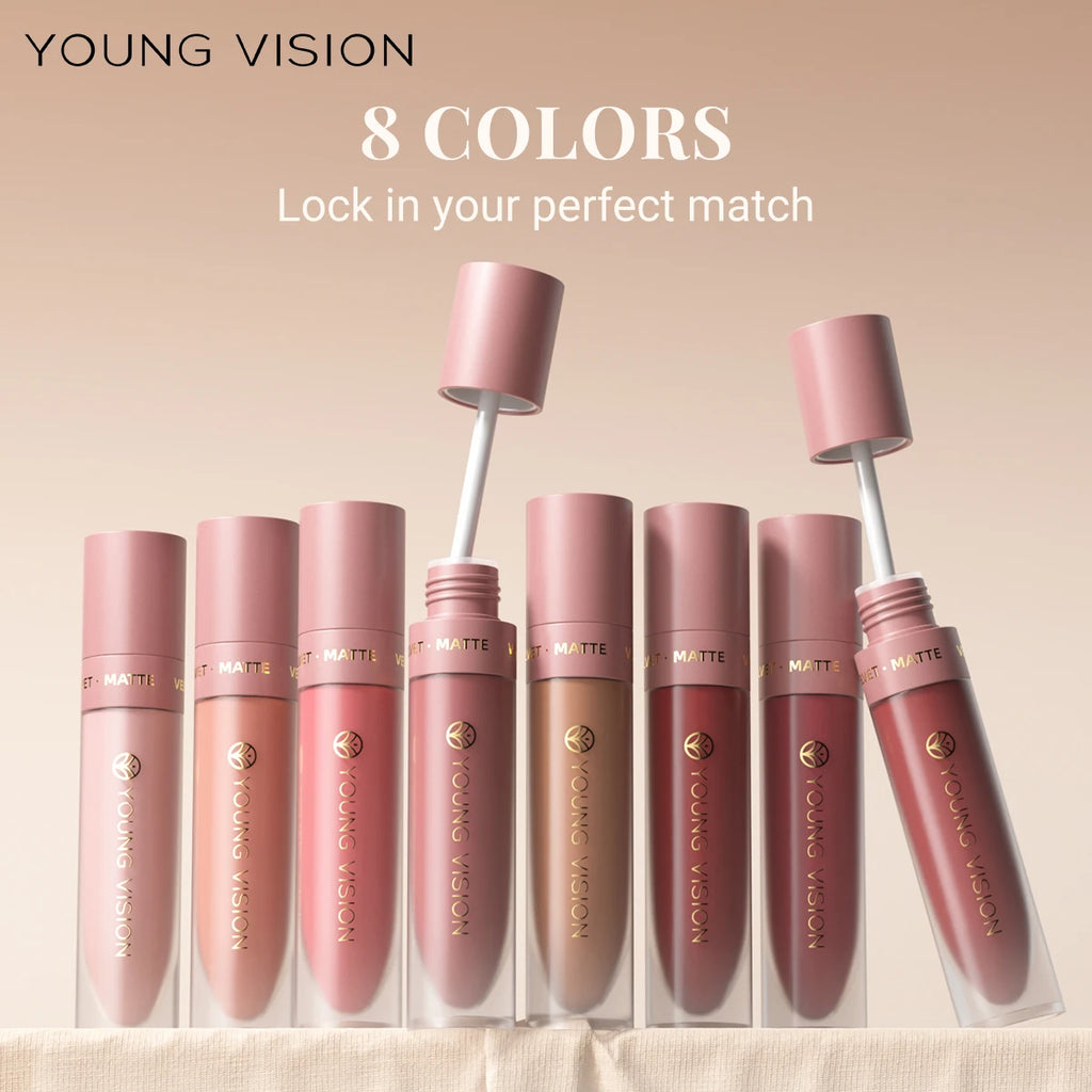 DUNUF Matte Velvet Lip Gloss – Waterproof Plumping Lipstick, 8 Shades