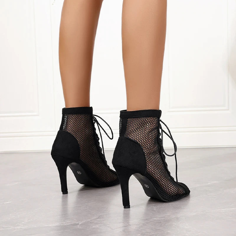 High-Heel Mesh Dance Pumps