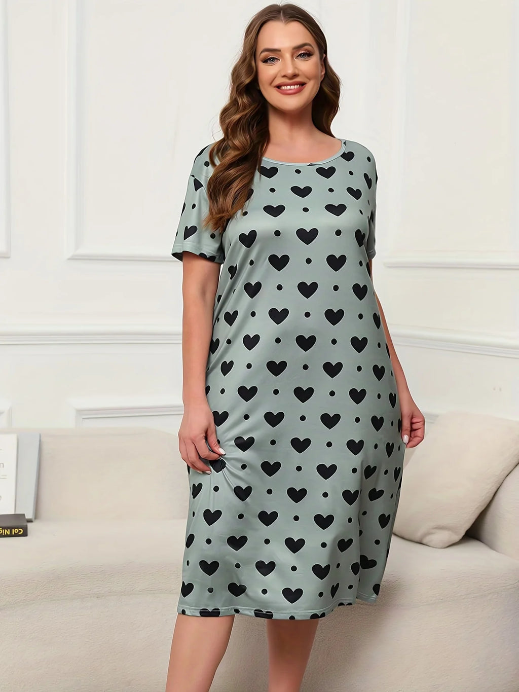 Plus-Size Short-Sleeve Lounge Dress