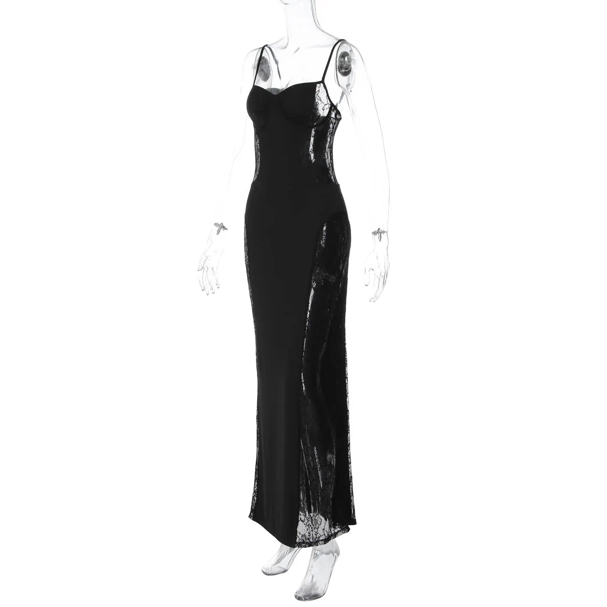 Dulzura Women's Elegant Backless Lace Maxi Dress – Sexy See-Through Summer Party, Club & Evening Gown.