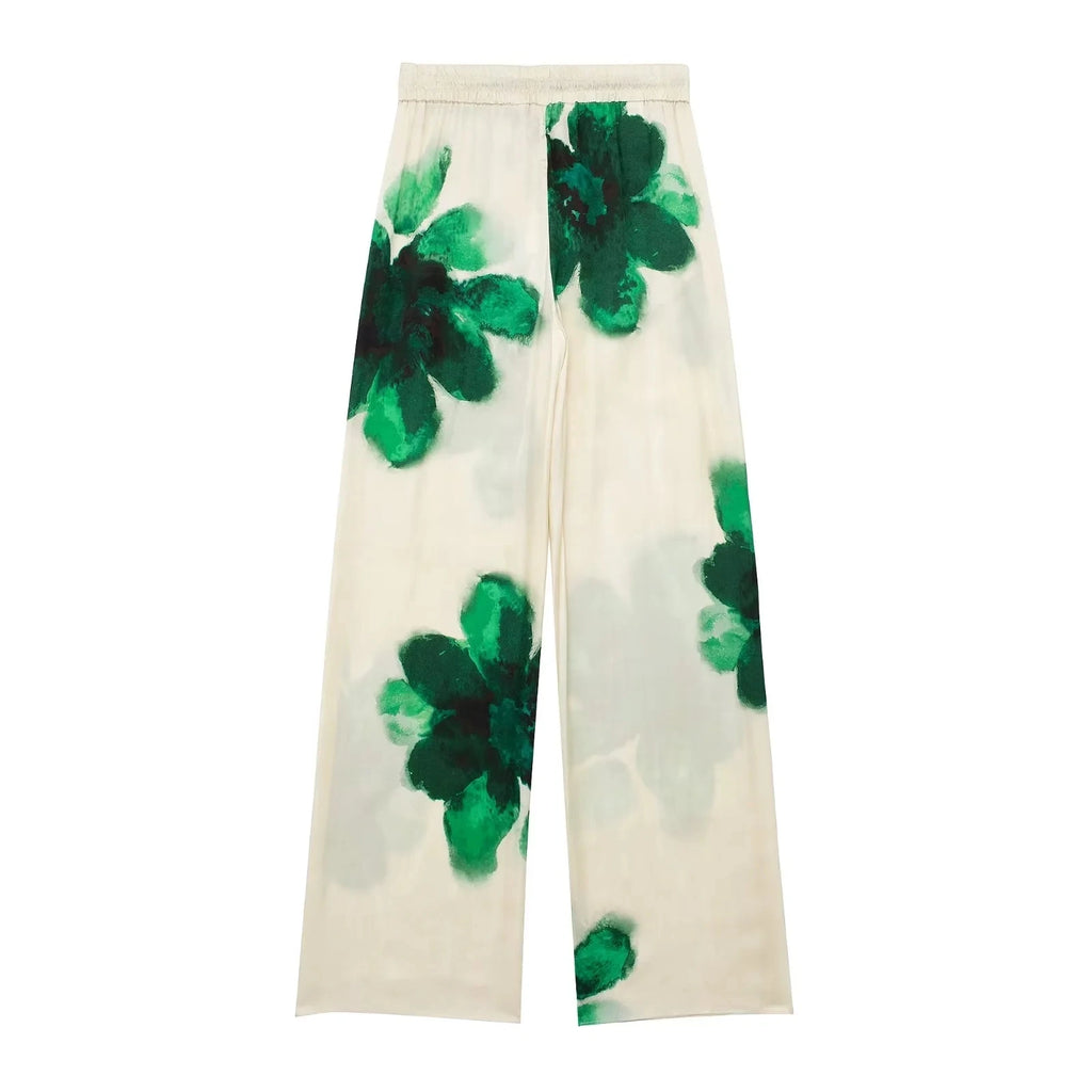 Chic Floral Blouse & Wide-Leg Pants Set