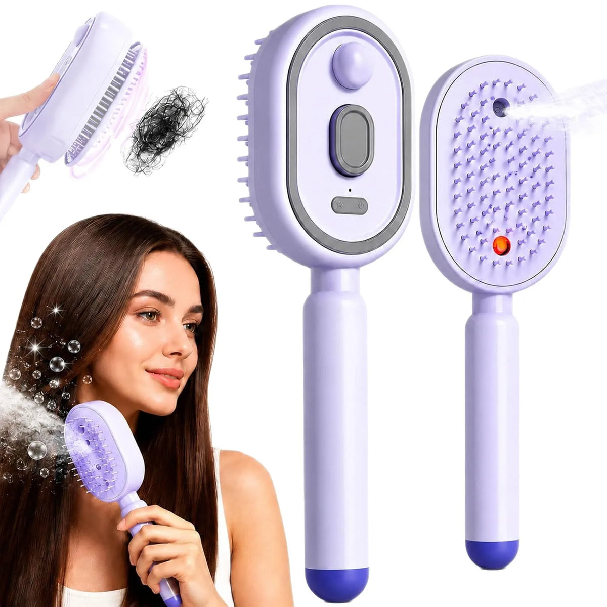 USB-C Steam Styling Brush for Smooth, Frizz-Free Hair