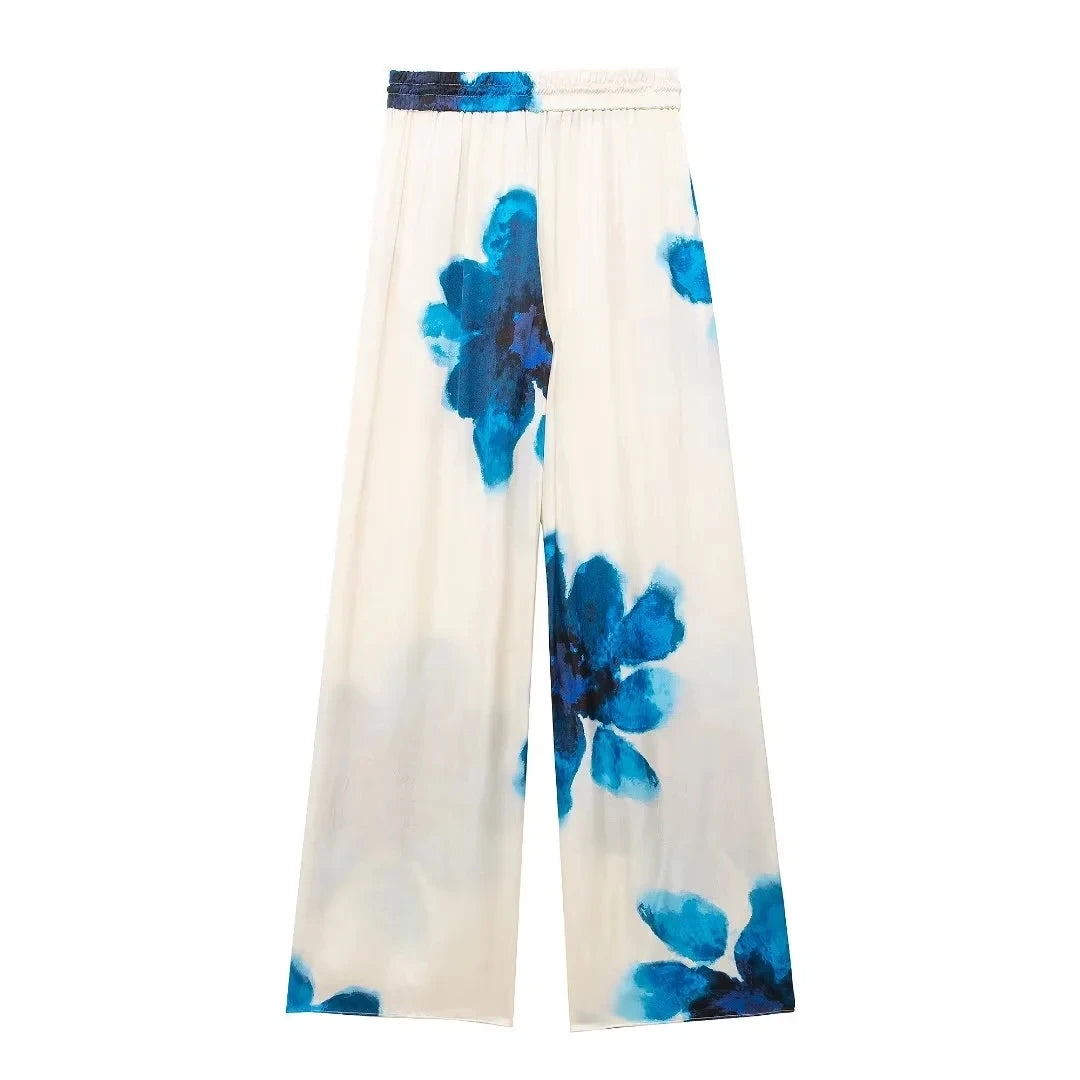 Chic Floral Blouse & Wide-Leg Pants Set