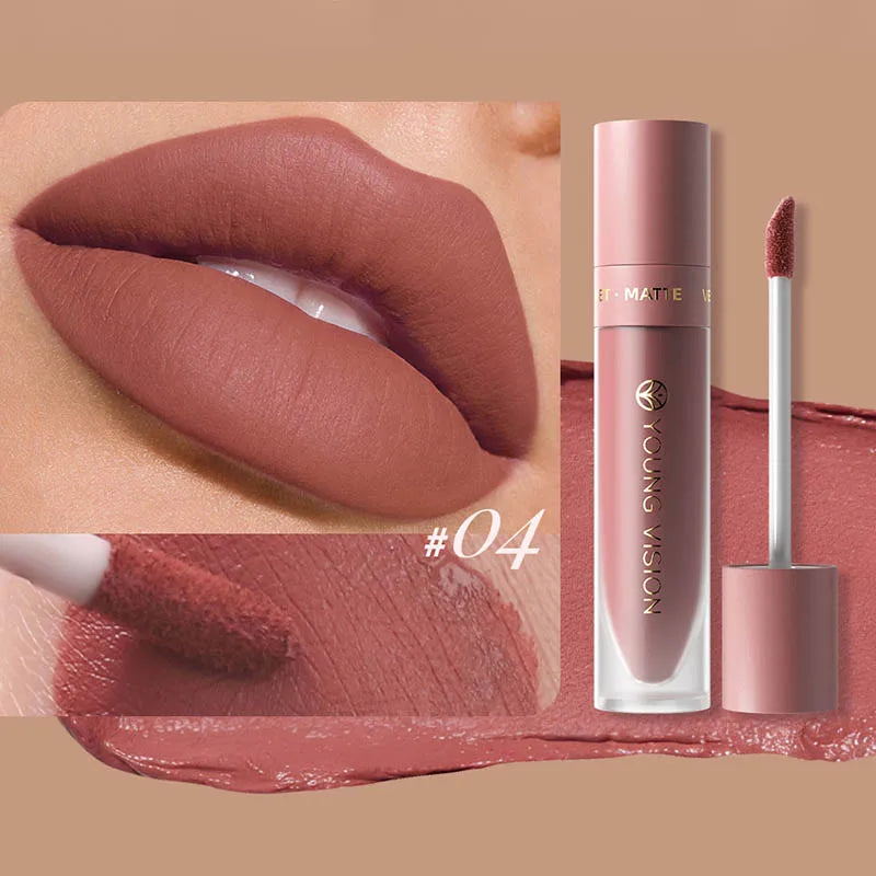 DUNUF Matte Velvet Lip Gloss – Waterproof Plumping Lipstick, 8 Shades