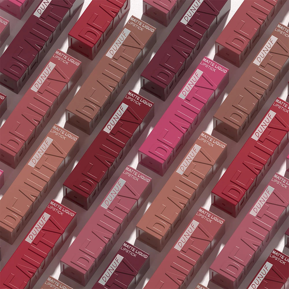 DUNUF Matte Velvet Lip Gloss – Waterproof Plumping Lipstick, 8 Shades