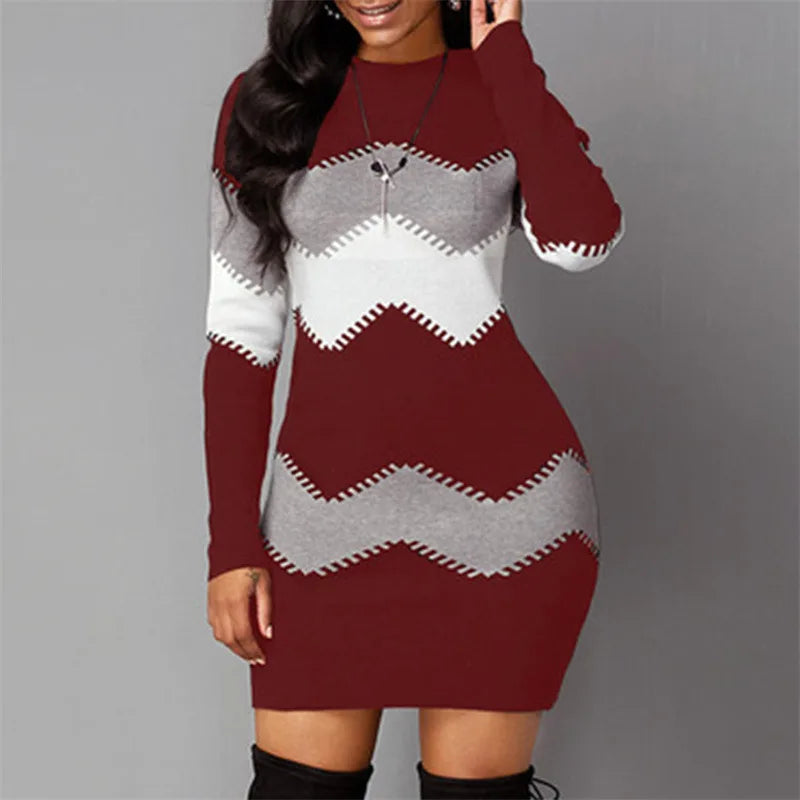 Elegant Rib-Knit Mini Dress | Cozy Turtleneck & Long Sleeves
