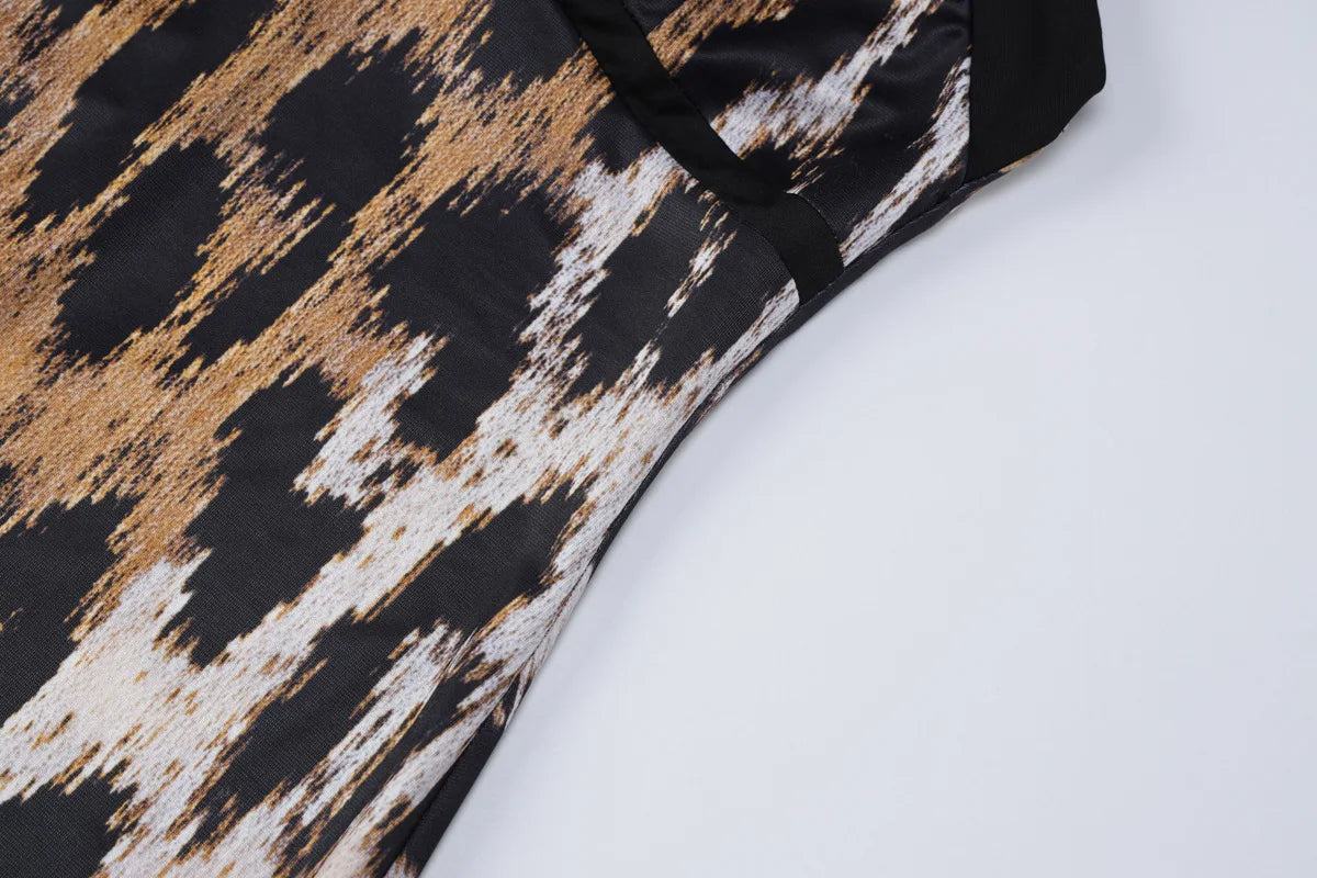 Leopard Halter Bodycon Midi Dress
