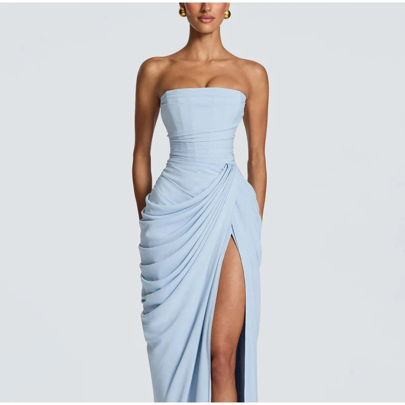 Elegant cinching Split Maxi Dresses Summer Party Gowns 2026