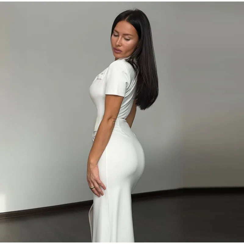 Elegant Single-breasted Blazers Dress 2026 Summer New Slim Waist-cinching Short Sleeve Lapel Long Robes Women's Solid Streetwear