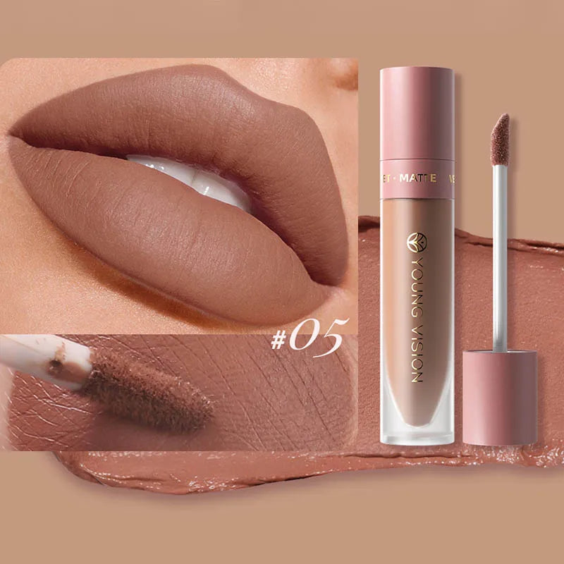DUNUF Matte Velvet Lip Gloss – Waterproof Plumping Lipstick, 8 Shades