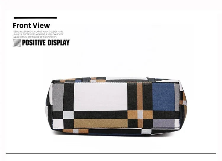 Trendy Plaid Large-Capacity Tote Bag
