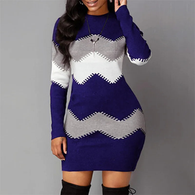 Elegant Rib-Knit Mini Dress | Cozy Turtleneck & Long Sleeves
