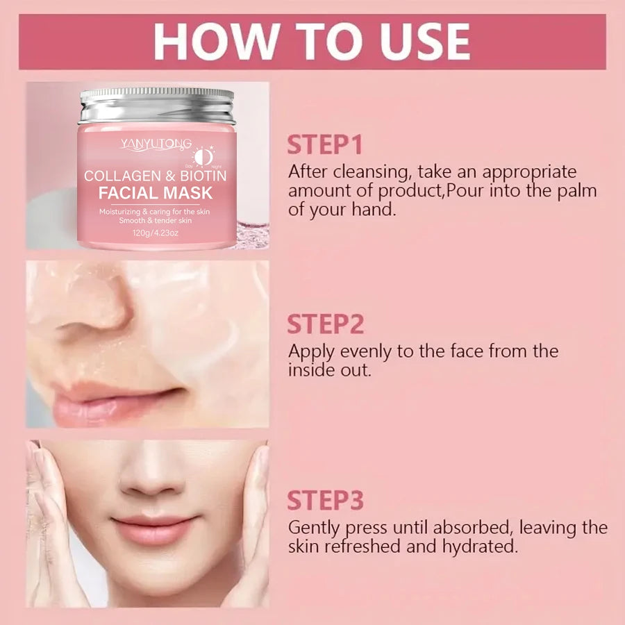 Biotin Collagen Peel-Off Face Mask – Deep Hydration Day & Night Care