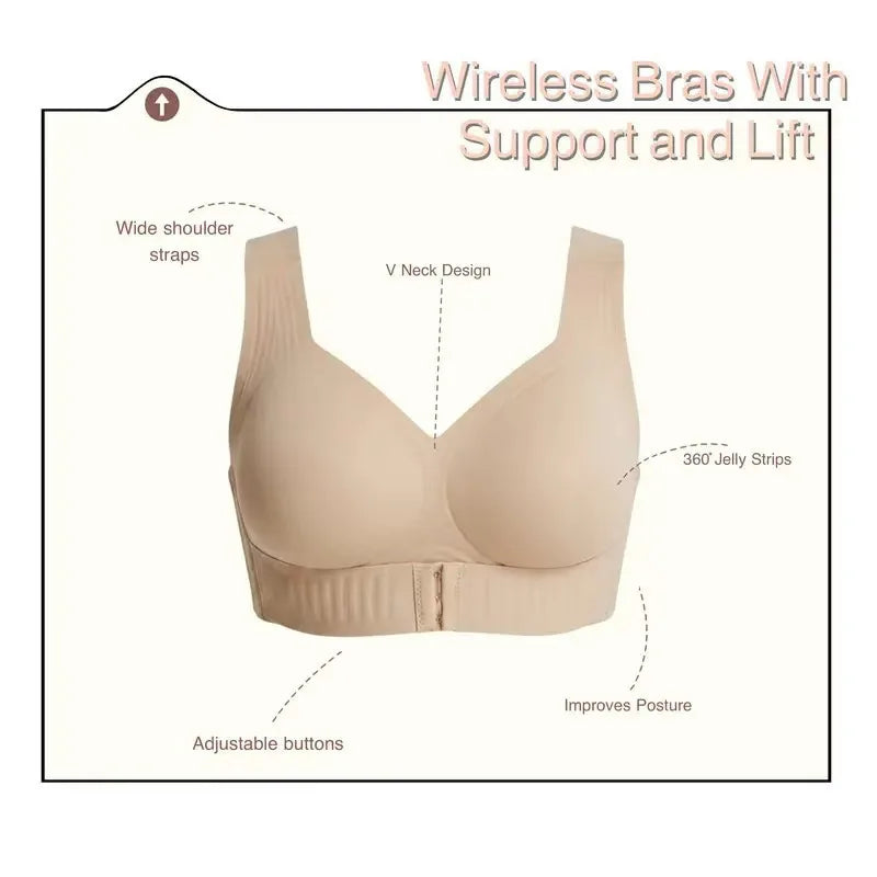 Wireless Cross-Back Support Bra – Front Closure