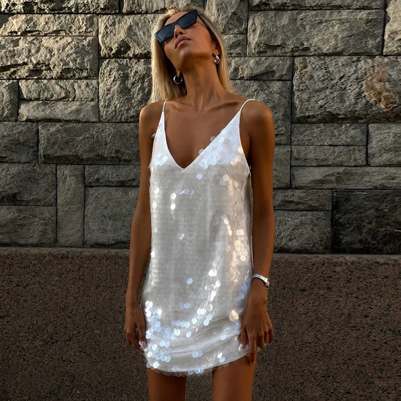 Glam Sequin V-Neck Mini Dress