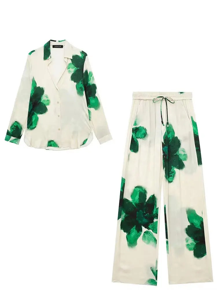 Chic Floral Blouse & Wide-Leg Pants Set