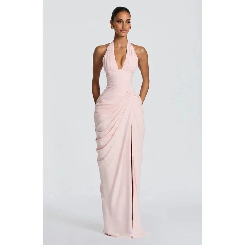 Elegant cinching Split Maxi Dresses Summer Party Gowns 2026