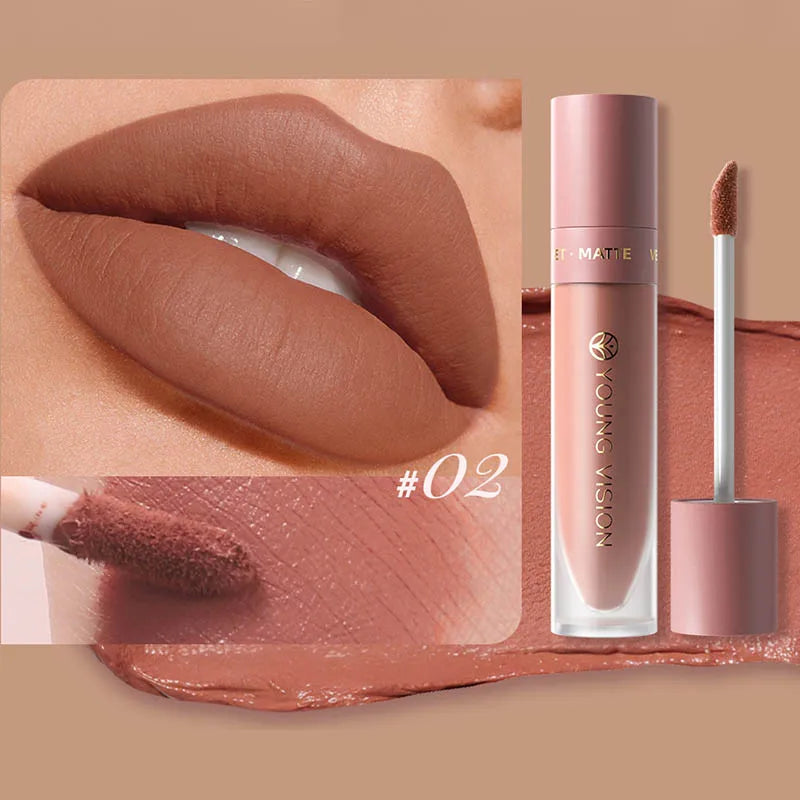 DUNUF Matte Velvet Lip Gloss – Waterproof Plumping Lipstick, 8 Shades