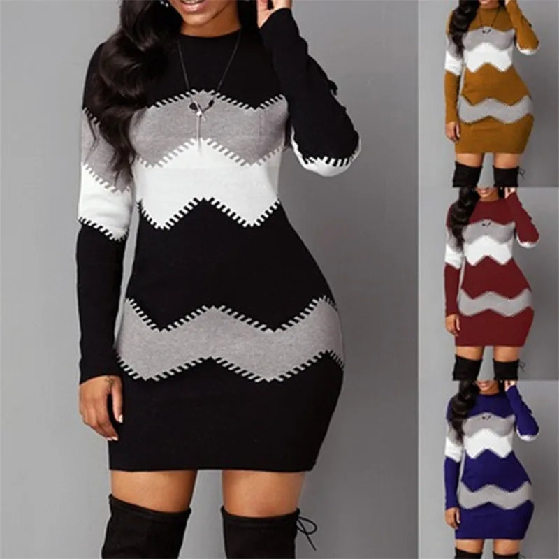 Elegant Rib-Knit Mini Dress | Cozy Turtleneck & Long Sleeves